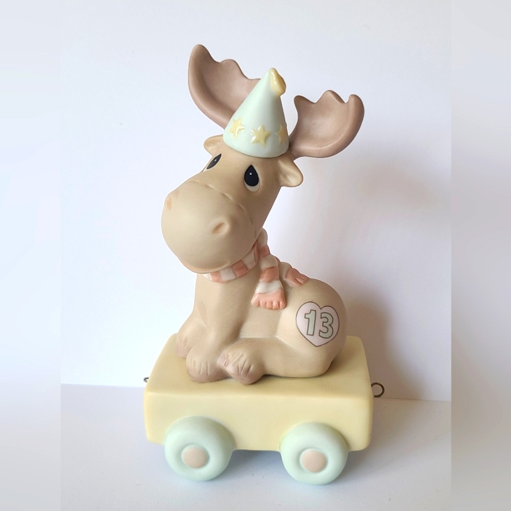 Vintage Precious Moments Birthday Train 12 Year Old Moose Collectible Figurine